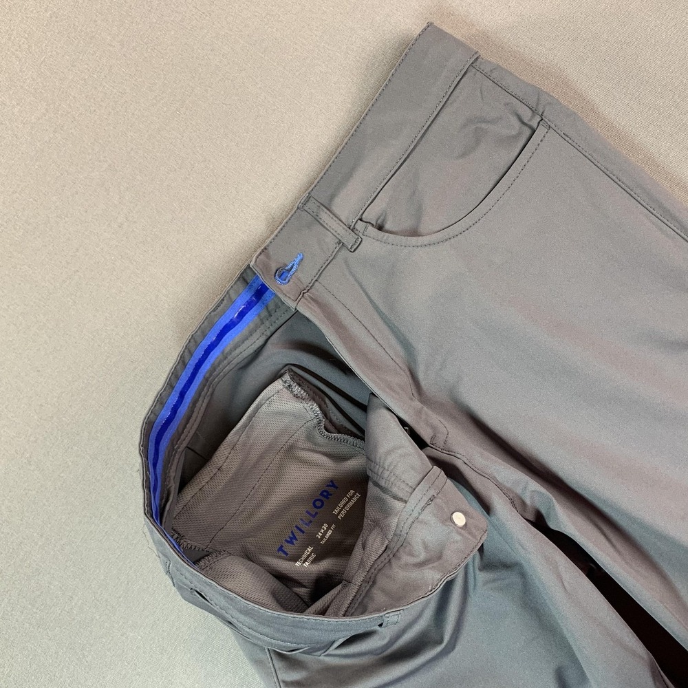 Twillory Pants Mens‎ 34x30 Gray Technical Chino Tailored Fit Performance Golf